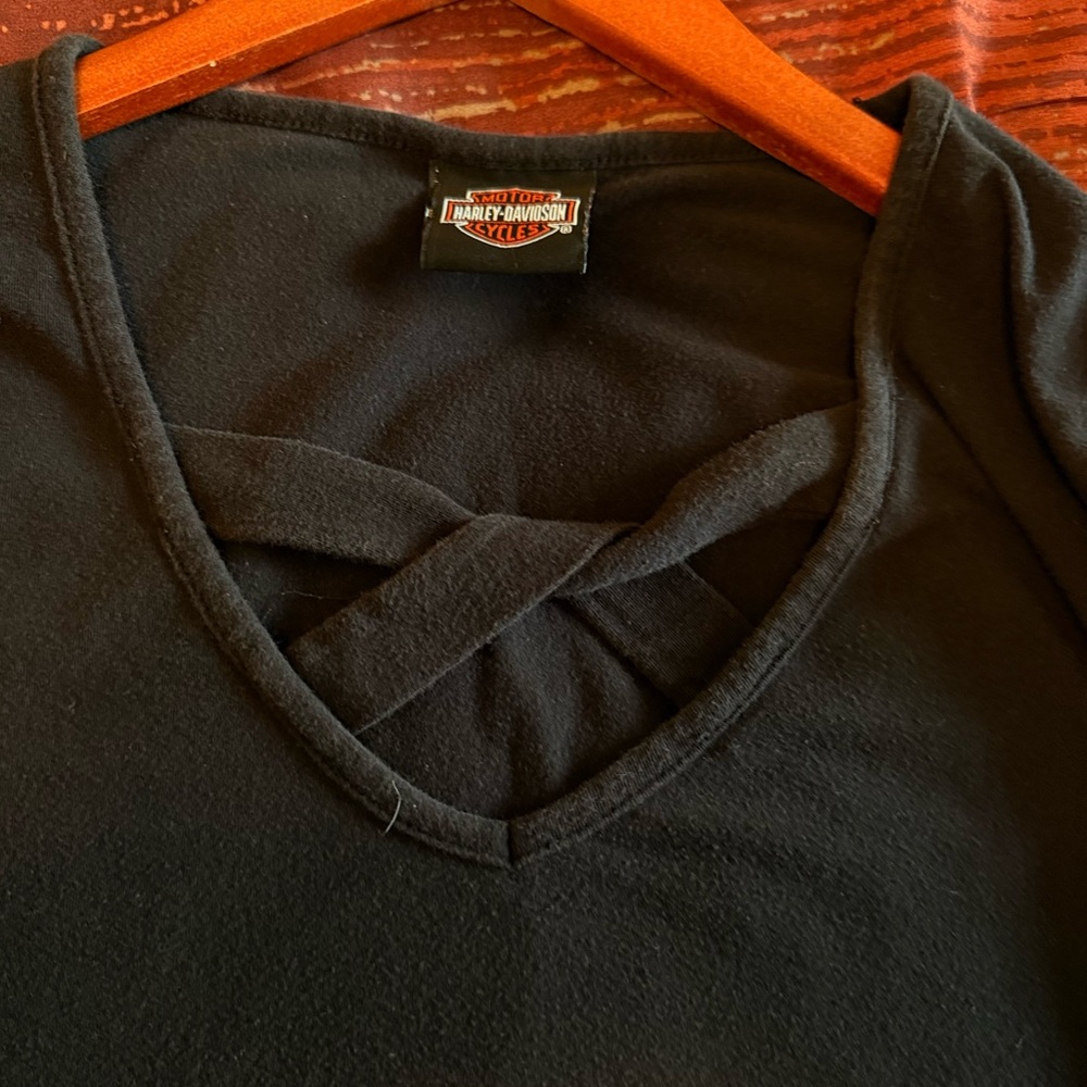 Harley-Davidson Women's Black Crisscross Long Sleeve Top